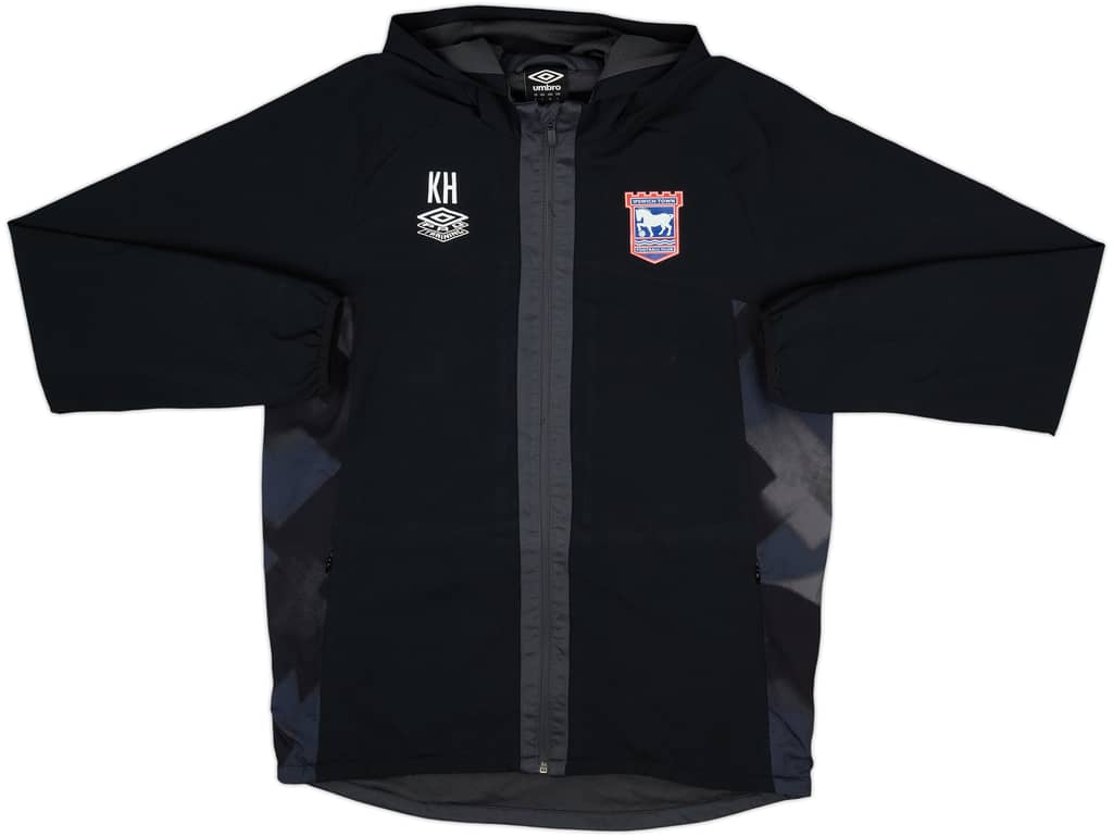 2023-24 Ipswich Umbro Staff Issue Hooded Rain Jacket KH - 8/10 - (L)