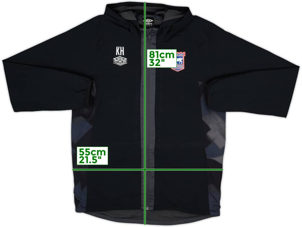 2023-24 Ipswich Umbro Staff Issue Hooded Rain Jacket KH - 8/10 - (L)
