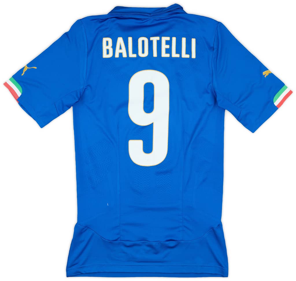 2014-15 Italy Player Issue Home Shirt Balotelli #9 - 9/10 - (L)