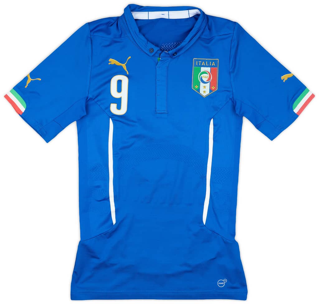 2014-15 Italy Player Issue Home Shirt Balotelli #9 - 9/10 - (L)