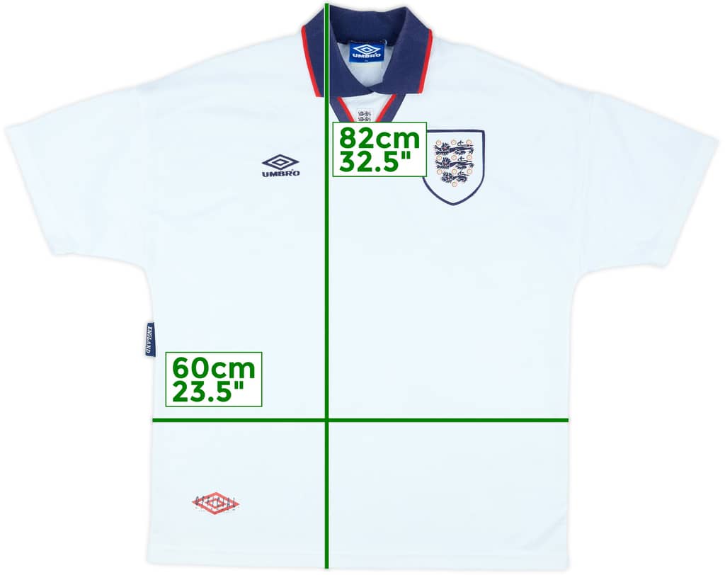 1993-95 England Home Shirt - 10/10 - (XL)