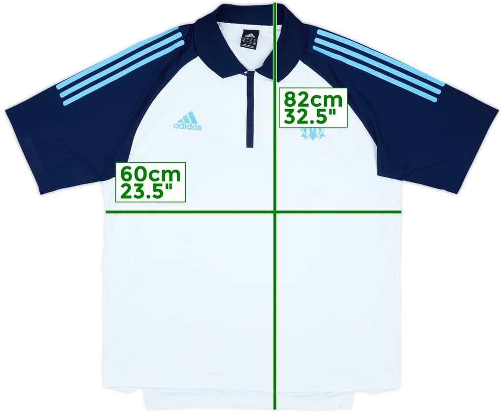 2002-03 Olympique Marseille adidas 1/4 Zip Polo Shirt - 8/10 - (L/XL)