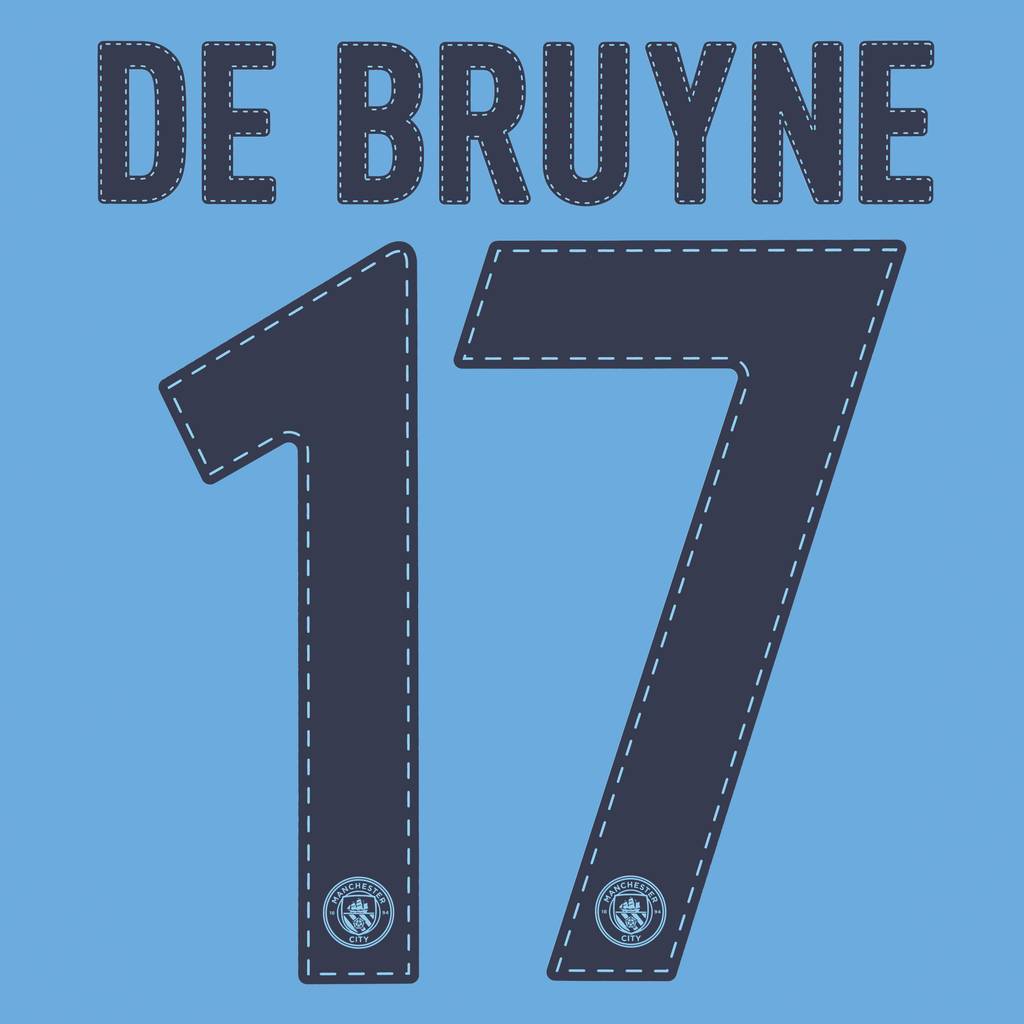 2022-23 Manchester City Home Cup De Bruyne #17 Name Set