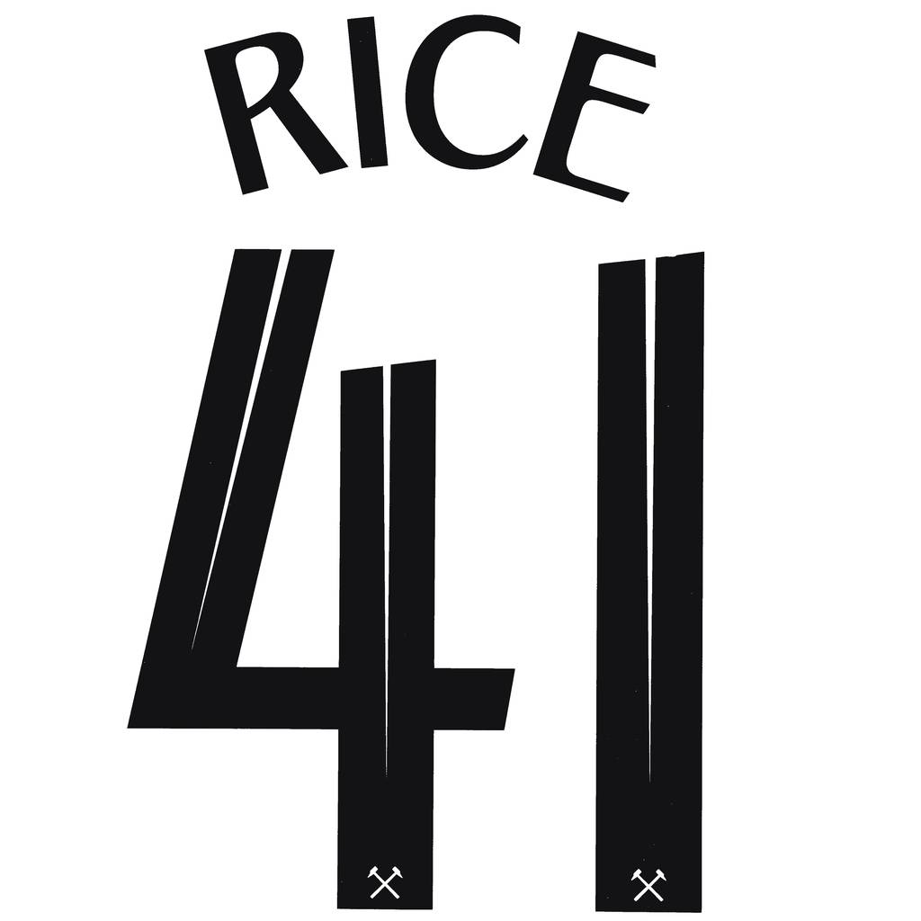 2022-23 West Ham Third Cup Rice #41 Name Set