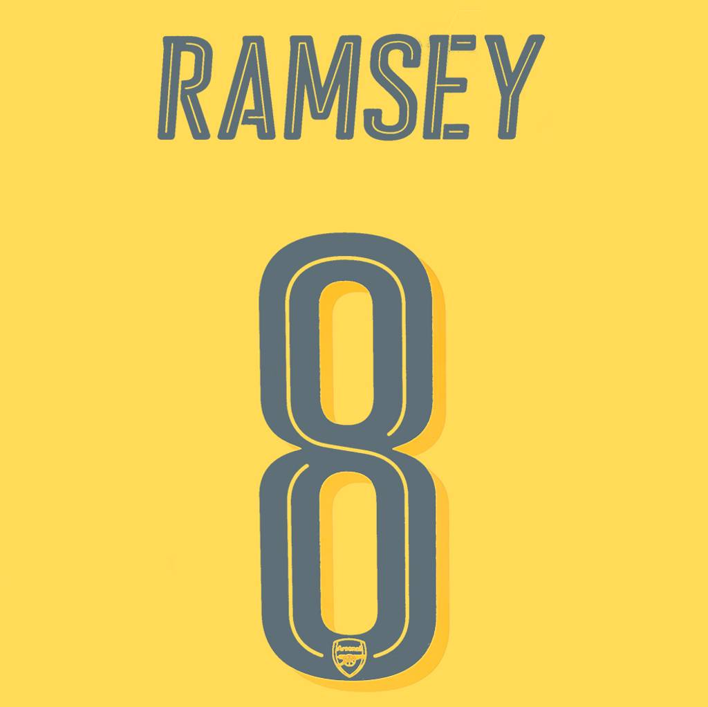 2016-17 Arsenal Away Cup Ramsey #8 Name Set