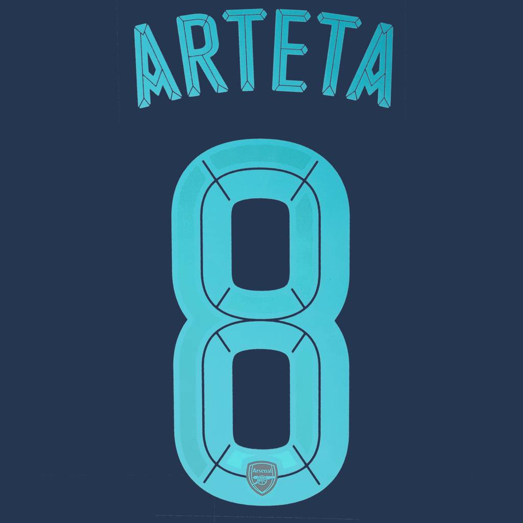 2015-16 Arsenal Third Cup Arteta #8 Name Set