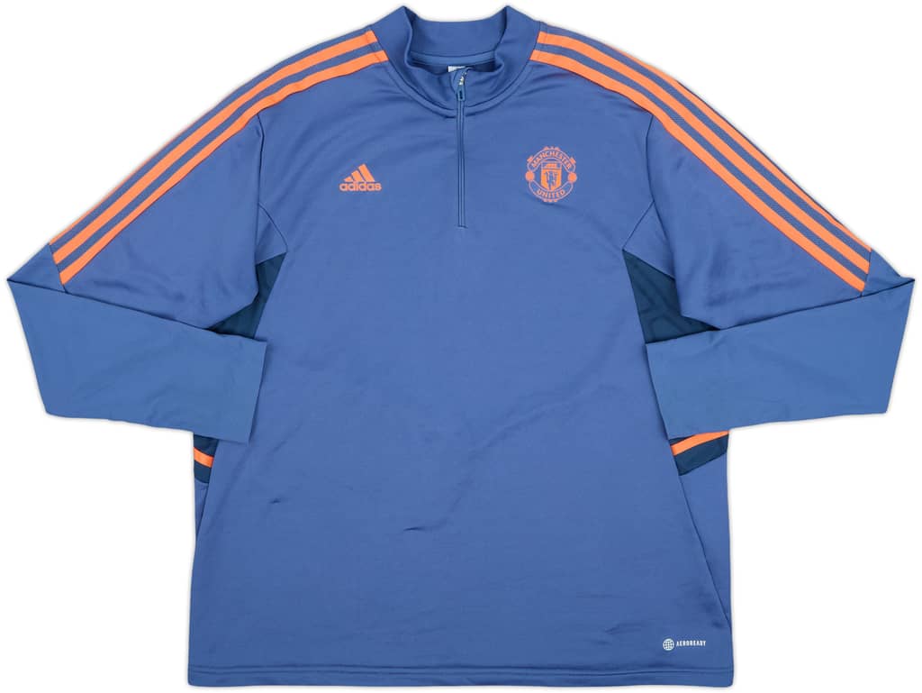 2022-23 Manchester United adidas 1/4 Zip Sweat Top - 9/10 - (Women's XXL)