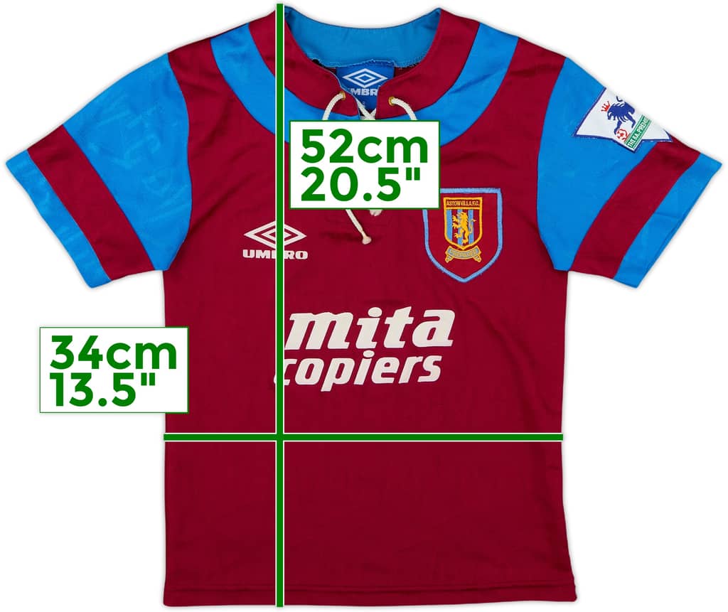 1992-93 Aston Villa Home Shirt - 9/10 - (S.Boys)