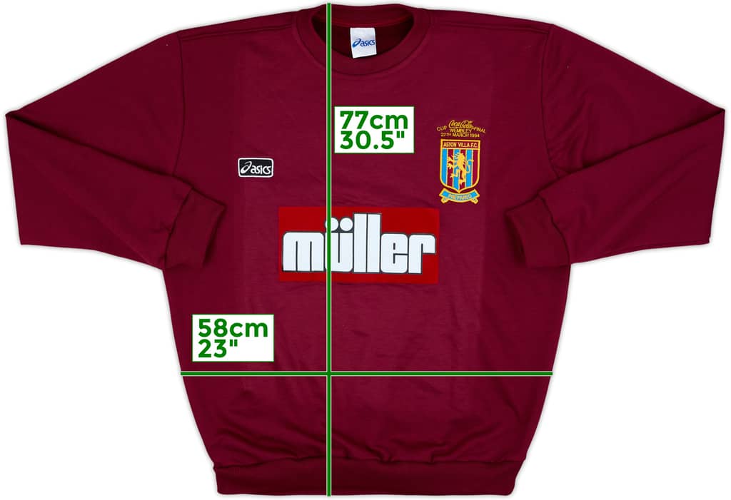 1993-94 Aston Villa Asics Sweat Top - 10/10 - (XXL)