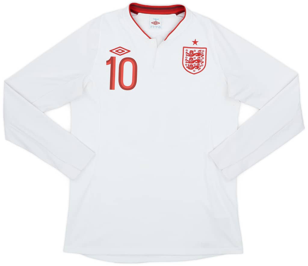 2012-13 England Home L/S Shirt Rooney #10 - 8/10 - (M)