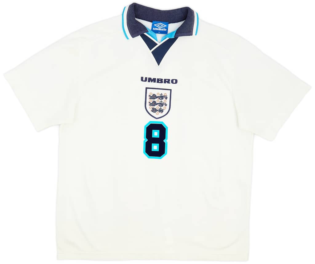 1995-97 England Home Shirt Gascoigne #8 - 7/10 - (XL)