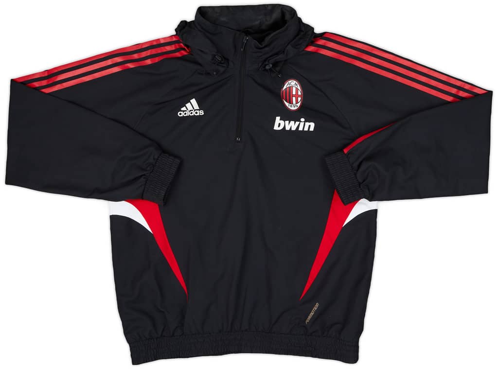 2008-09 AC Milan adidas Hooded 1/4 Zip Drill Top - 8/10 - (L)