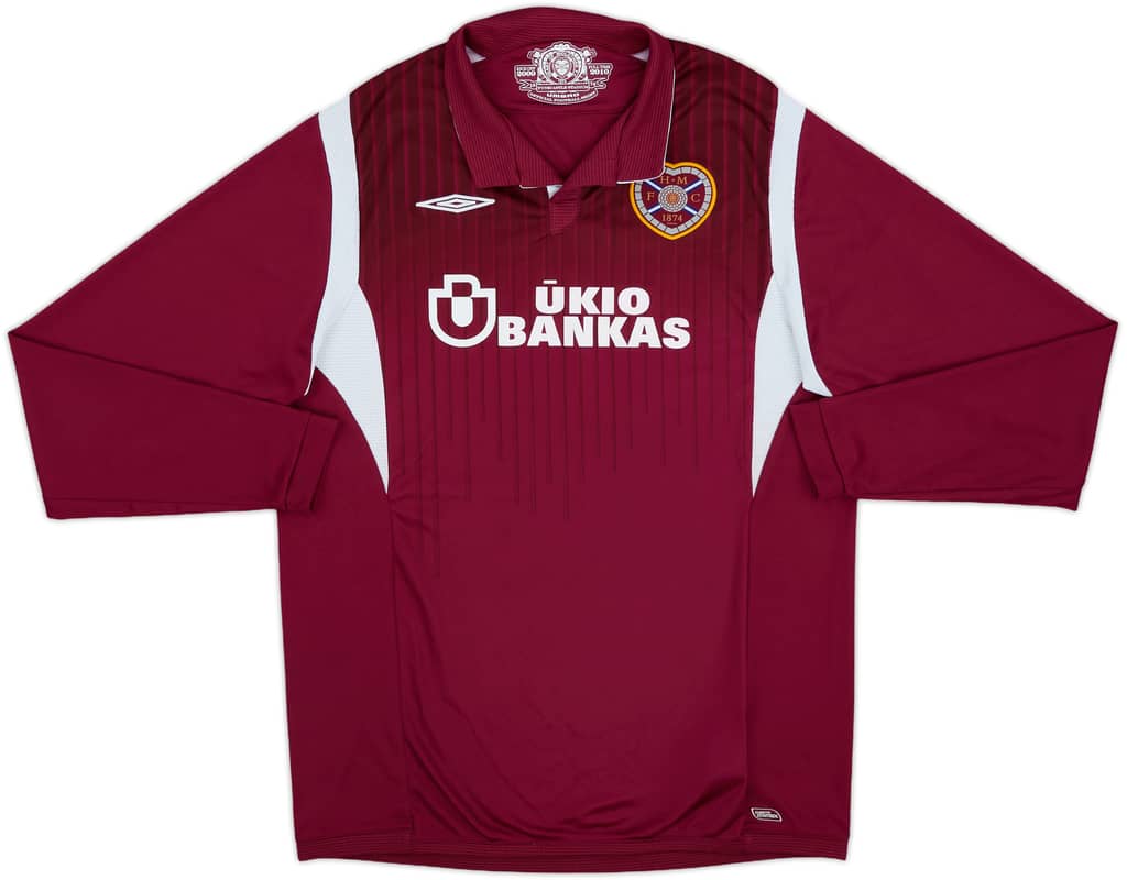 2009-10 Hearts Home L/S Shirt - 8/10 - (S)