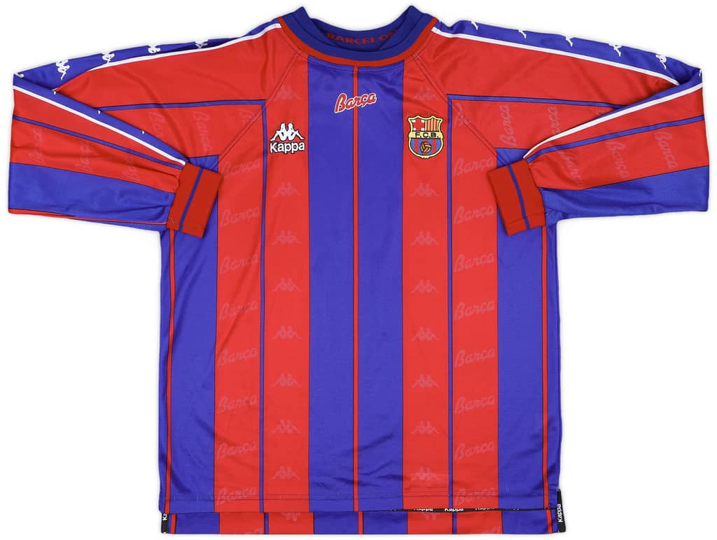 1997-98 Barcelona Home L/S Shirt - 9/10 - (XL)