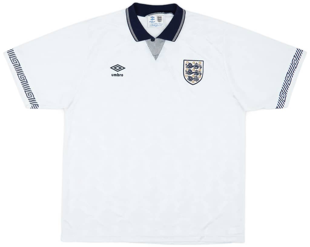 1990-92 England Home Shirt - 7/10 - (XL)