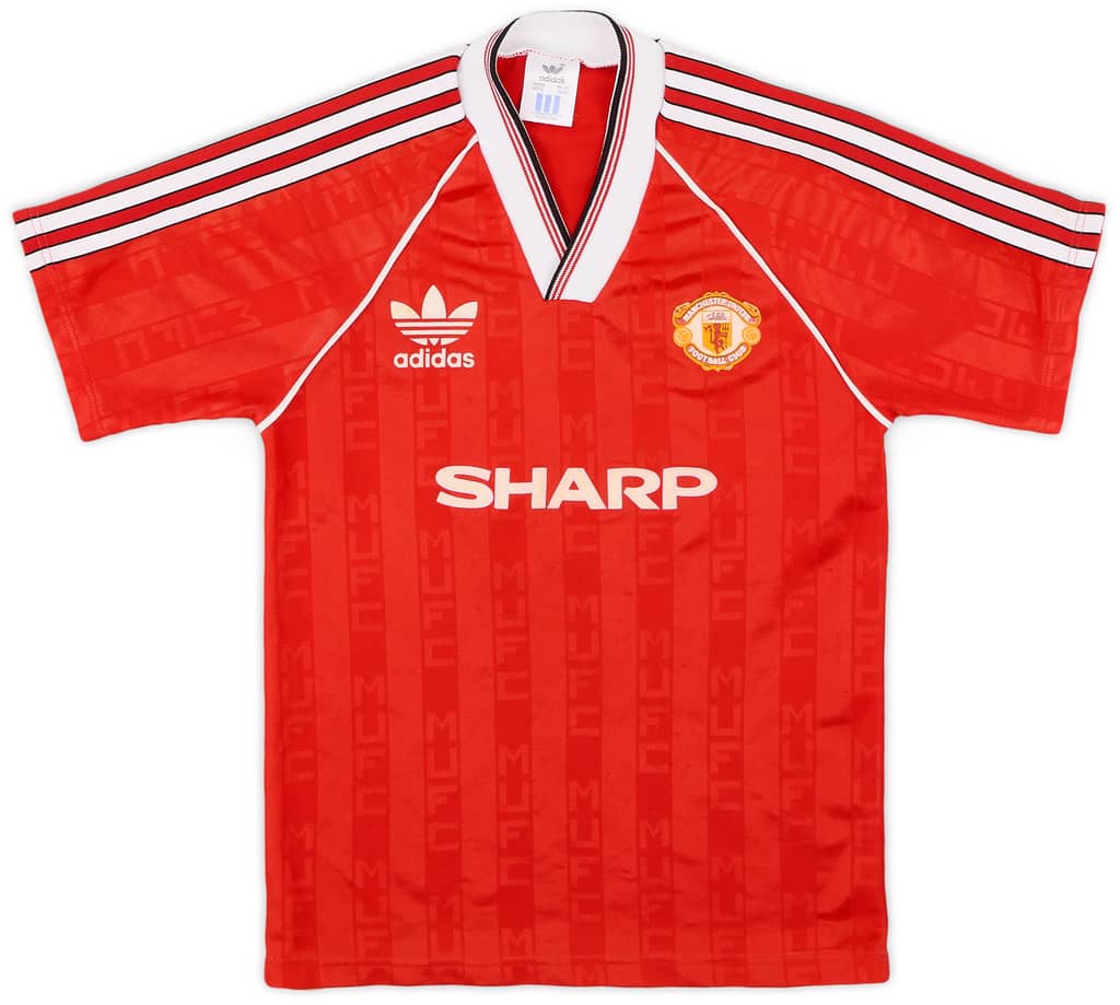 1988-90 Manchester United Home Shirt - 8/10 - (L.Boys)