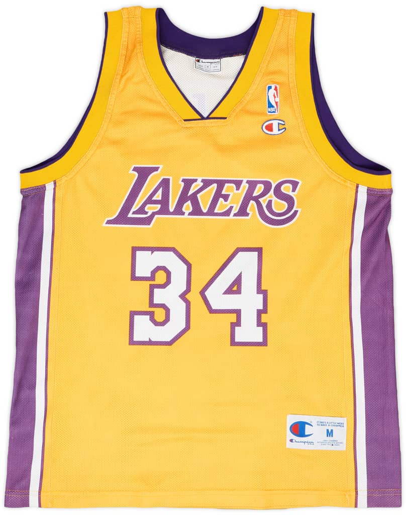1999-04 LA Lakers O'Neal #34 Champion Home Jersey - 6/10 - (M)