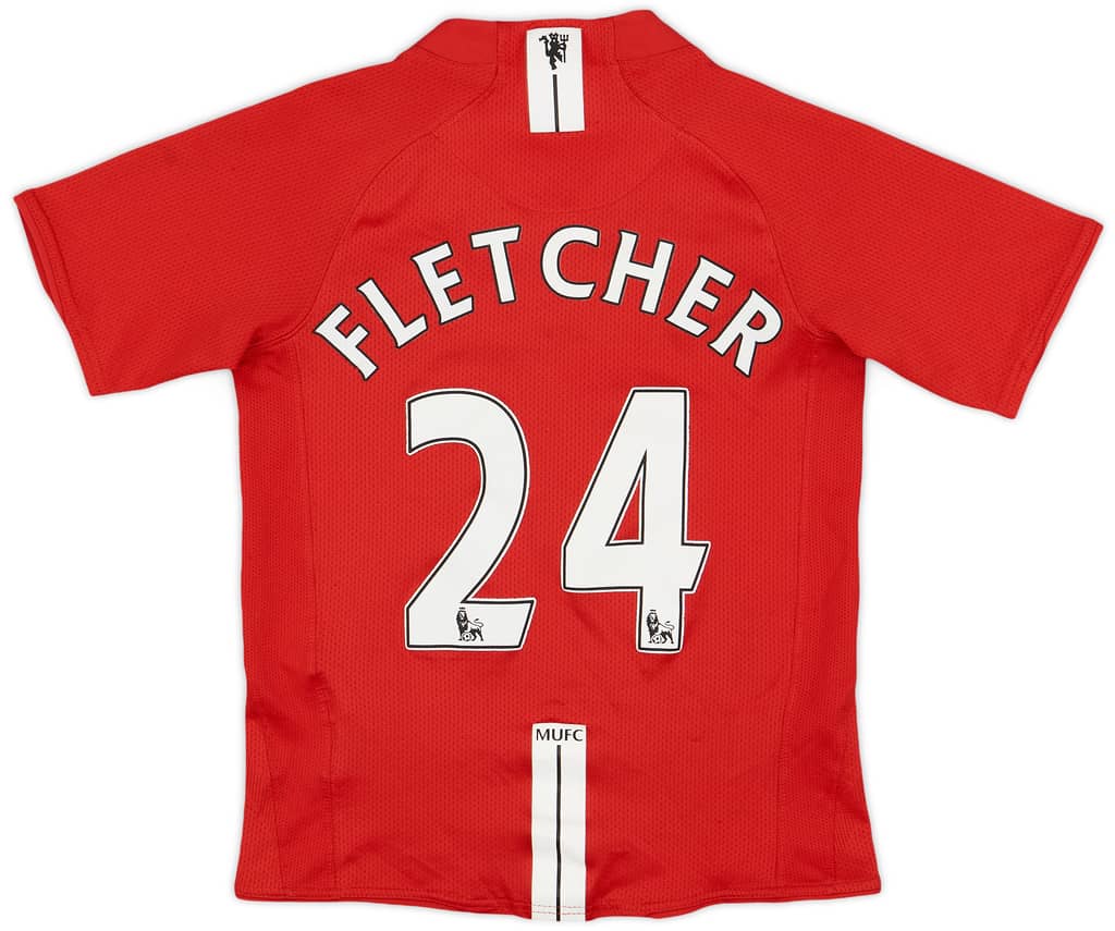 2007-09 Manchester United Home Shirt Fletcher #24 - 7/10 - (S.Boys)