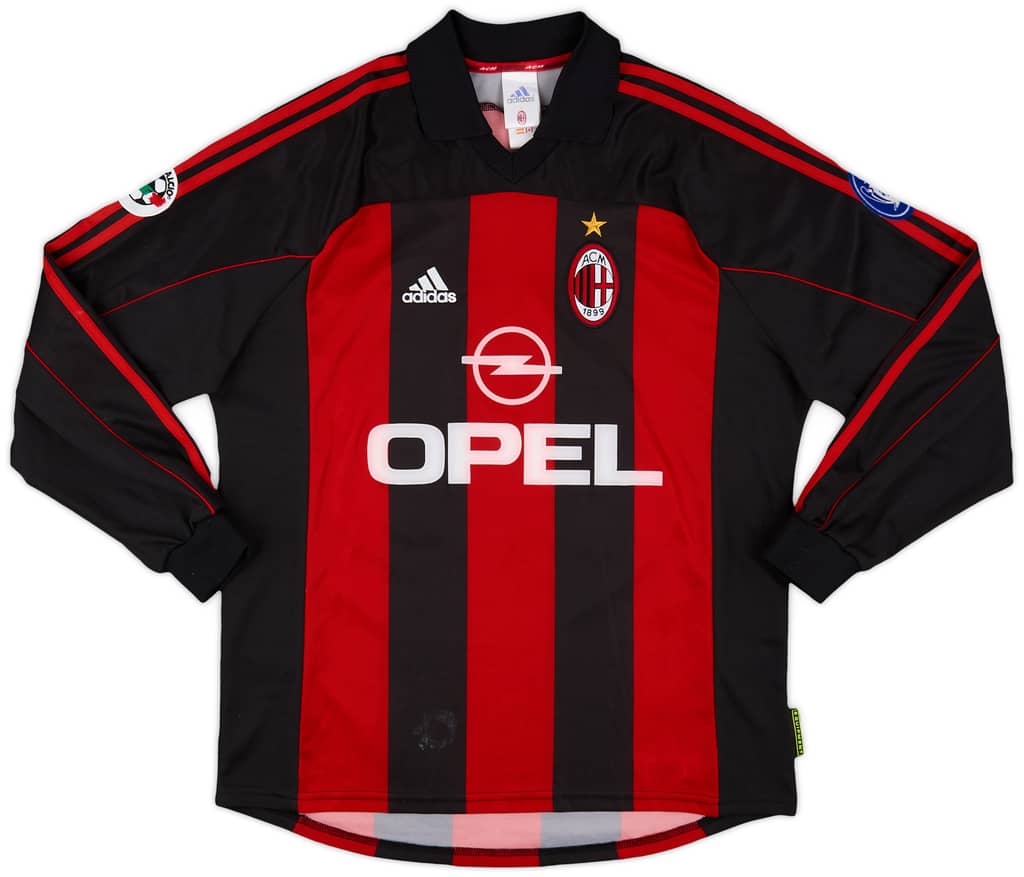 2001-02 AC Milan Match Issue Home L/S Shirt Brocchi #32