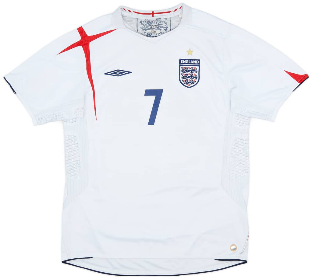 2005-07 England Home Shirt Beckham #7 - 6/10 - (L)