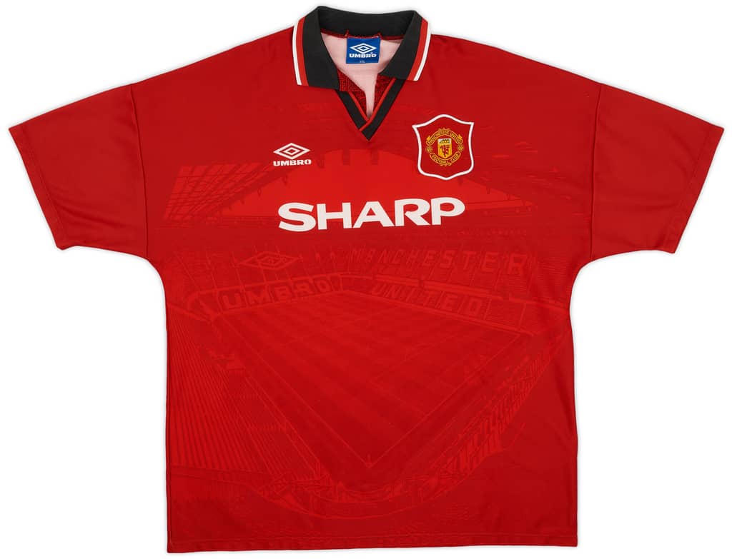 1994-96 Manchester United Home Shirt Beckham #24 - 9/10 - (XXL)