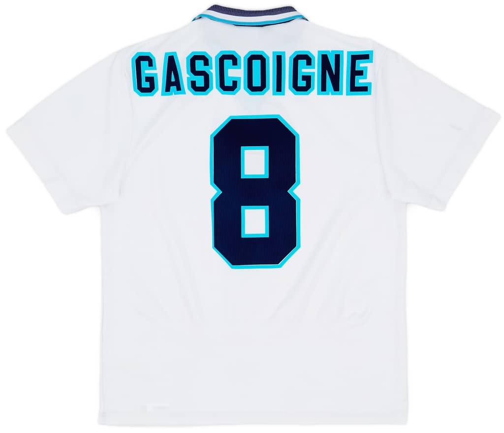 1995-97 England Home Shirt Gascoigne #8 - 7/10 - (L)