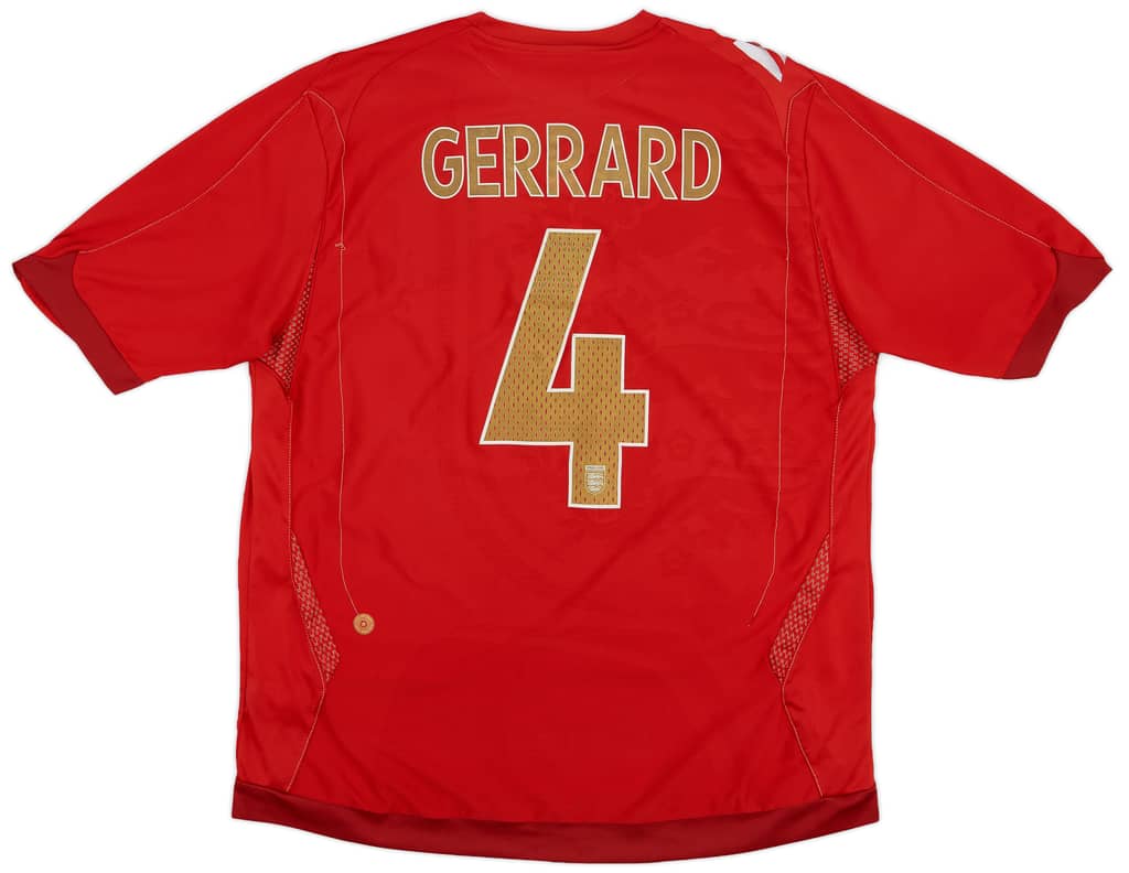 2006-08 England Away Shirt Gerrard #4 - 7/10 - (XL)