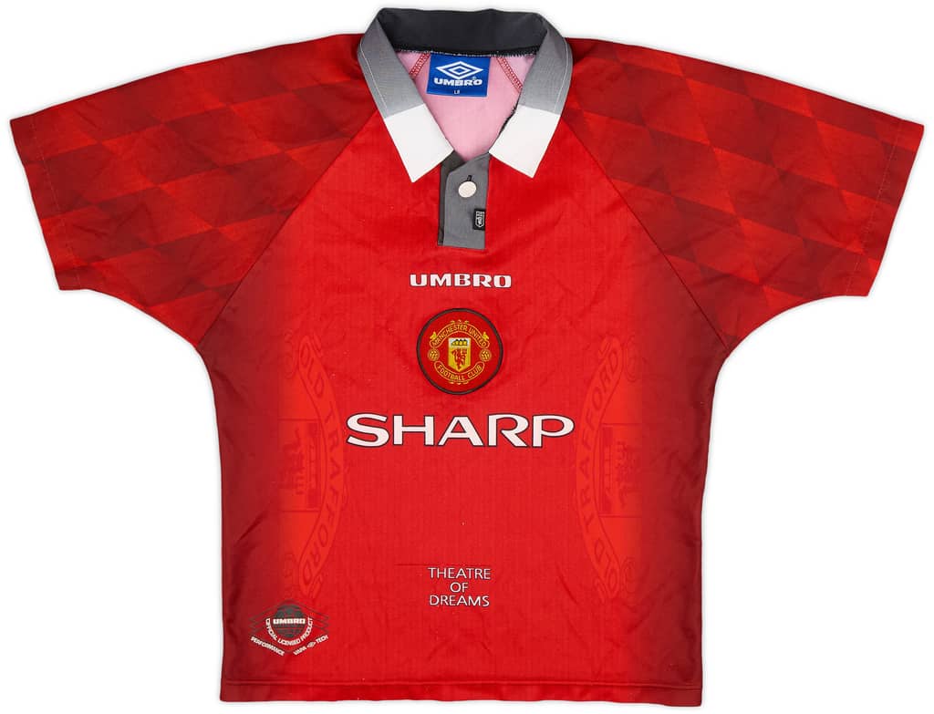 1996-98 Manchester United Home Shirt - 8/10 - (L.Boys)