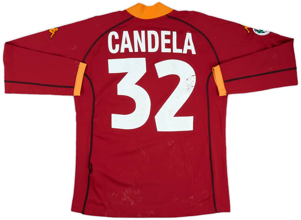 2001-02 Roma Match Issue Home L/S Shirt Candela #32