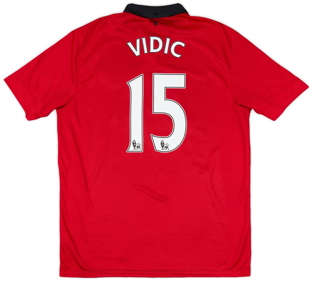 2013-14 Manchester United Home Shirt Vidic #15 - 8/10 - (XL)