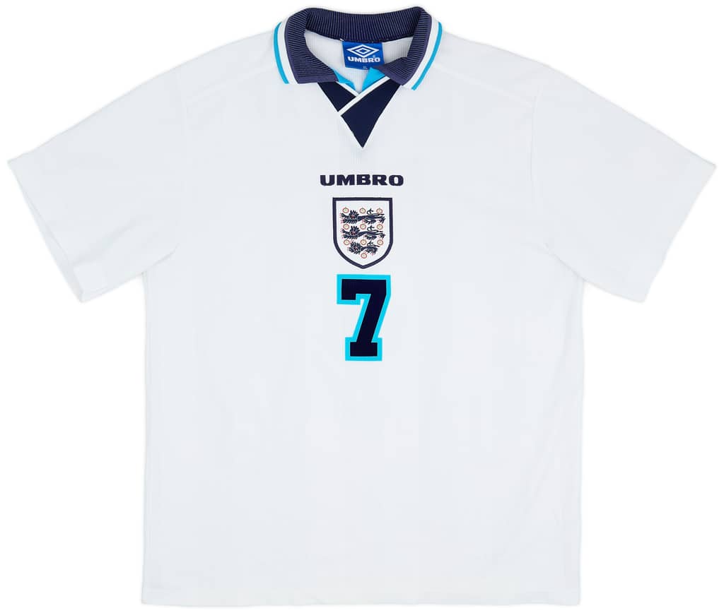 1995-97 England Home Shirt Beckham #7 - 8/10 - (XL)