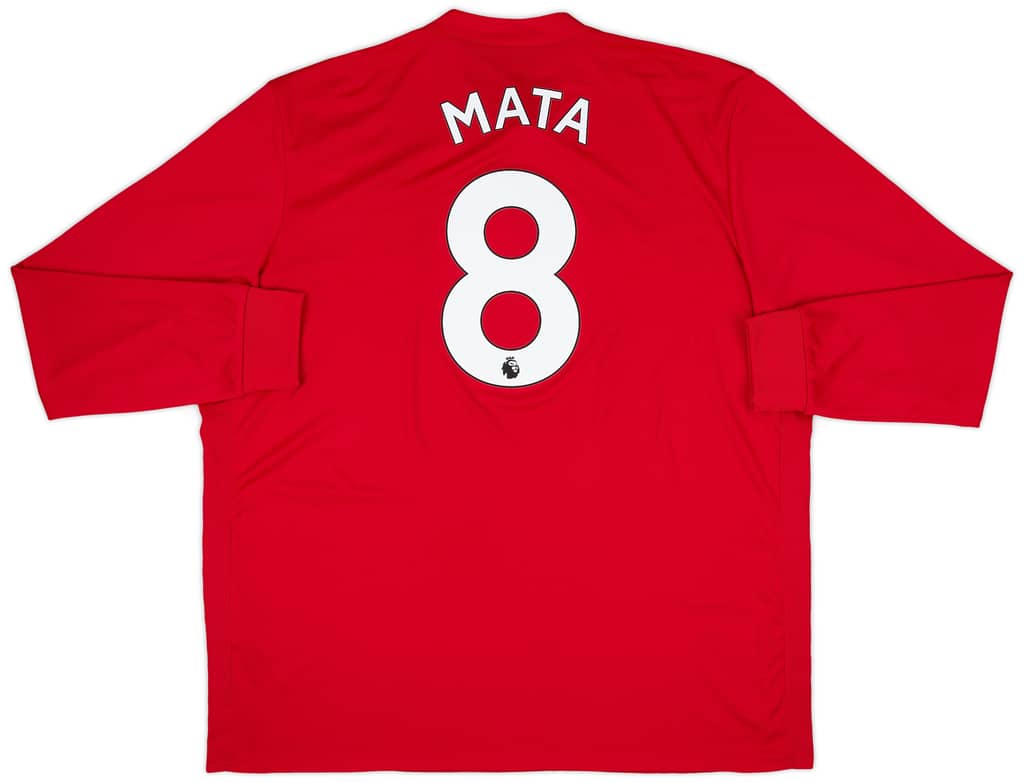 2017-18 Manchester United Home L/S Shirt Mata #8 - 9/10 - (XXL)