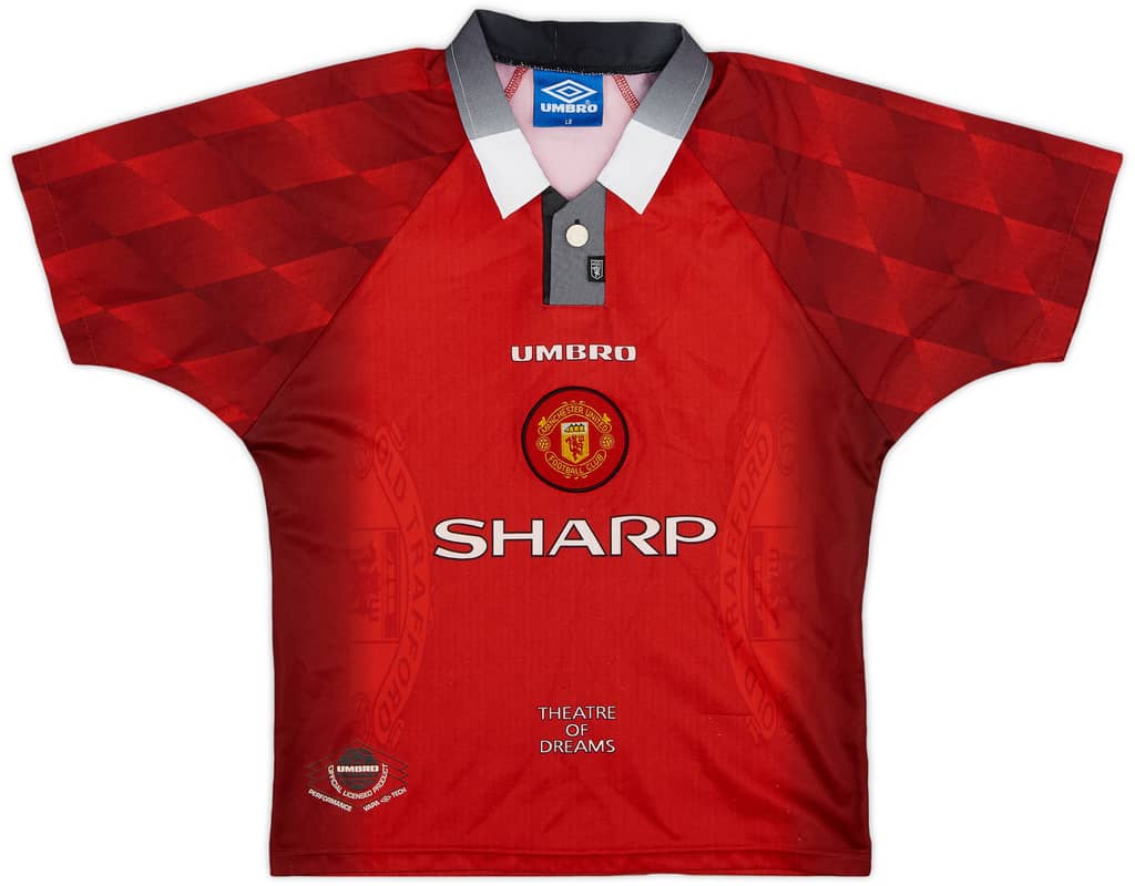 1996-98 Manchester United Home Shirt - 8/10 - (L.Boys)