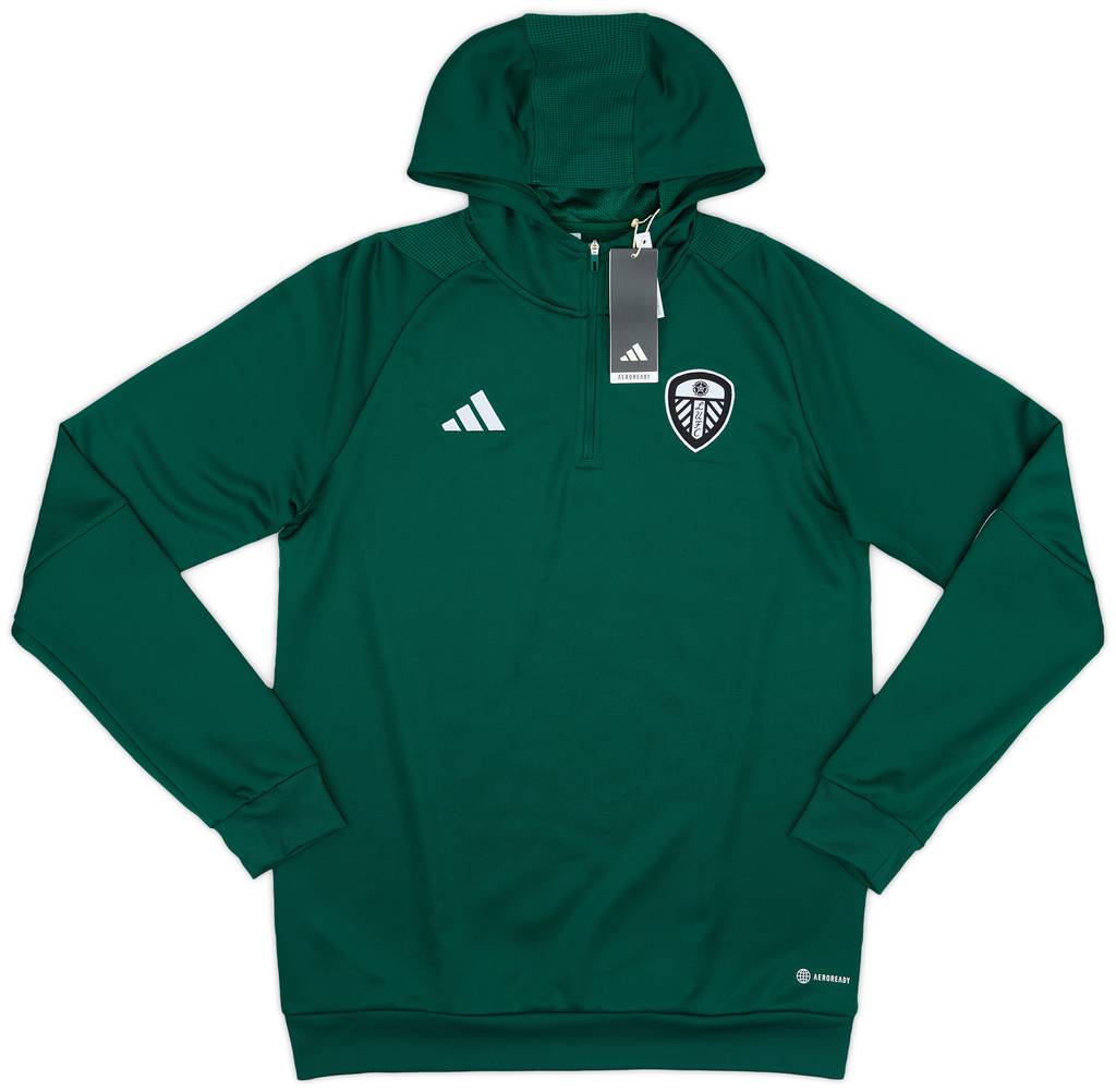2023-24 Leeds United adidas 1/4 Zip Hooded Top (S)