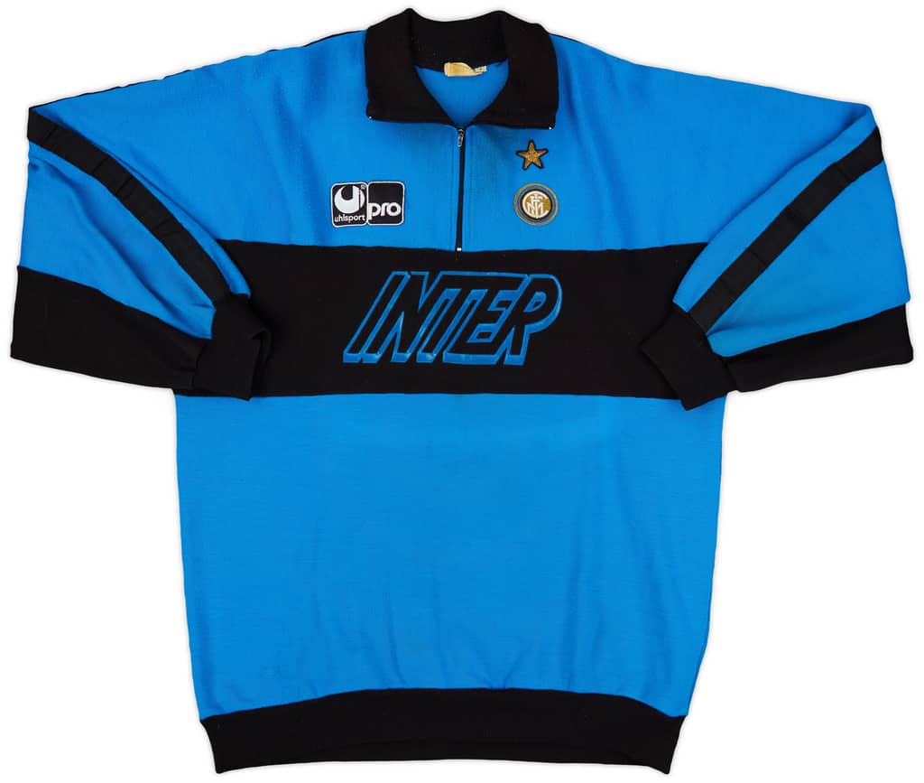 1990-91 Inter Milan UHLSport 1/4 Zip Sweat Top - 7/10 - (L)