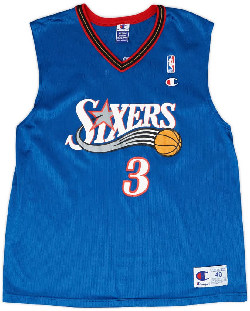 2000-02 Philadelphia 76ers Iverson #3 Champion Alternate Jersey - 9/10 - (M)