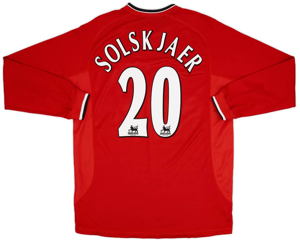 2000-02 Manchester United Home L/S Shirt Solskjaer #20 - 9/10 - (XL)