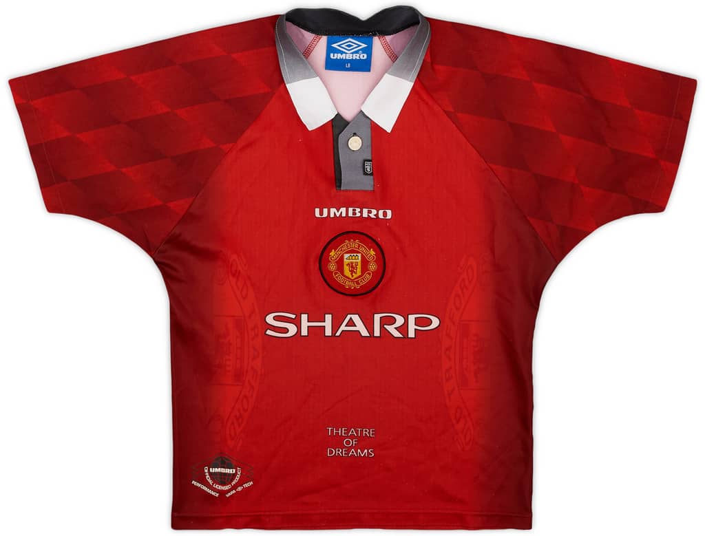 1996-98 Manchester United Home Shirt - 6/10 - (L.Boys)