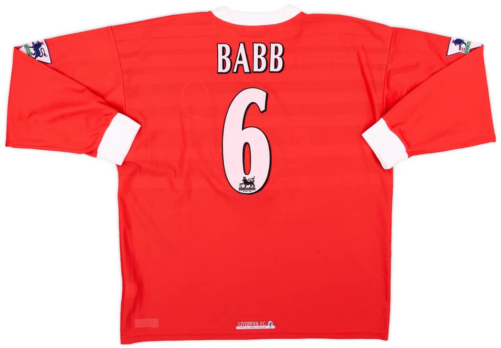 1998-00 Liverpool Match Issue Home L/S Shirt Babb #6