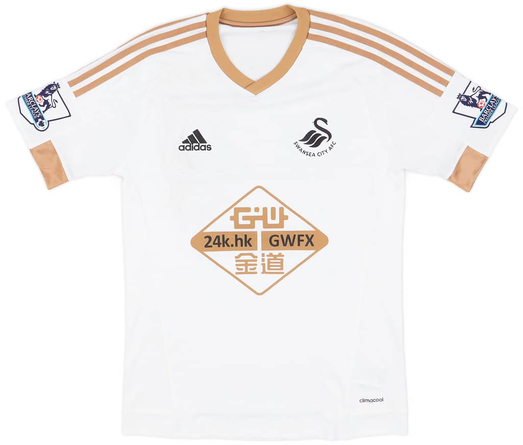 2015-16 Swansea Match Worn Home Shirt Cork #24