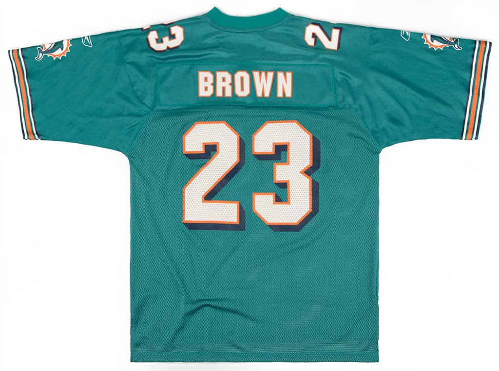 2007 Miami Dolphins Brown #23 Reebok On Field Jersey (Home) XL