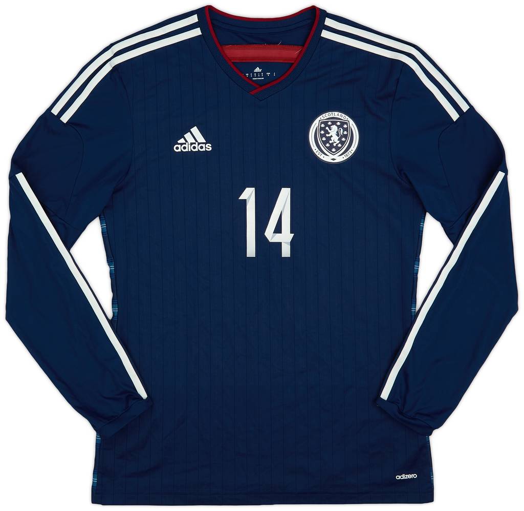 2014-15 Scotland Player Issue Home L/S Shirt #14 - 9/10 - (M)