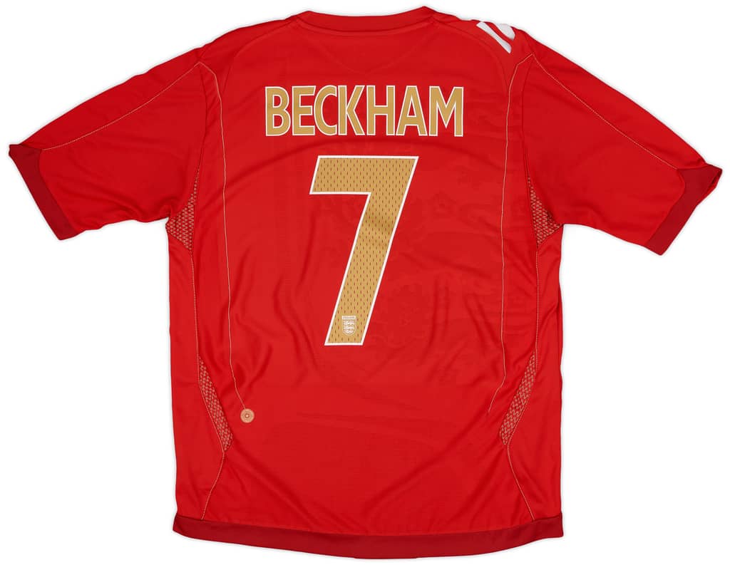 2006-08 England Away Shirt Beckham #7 - 6/10 - (L)
