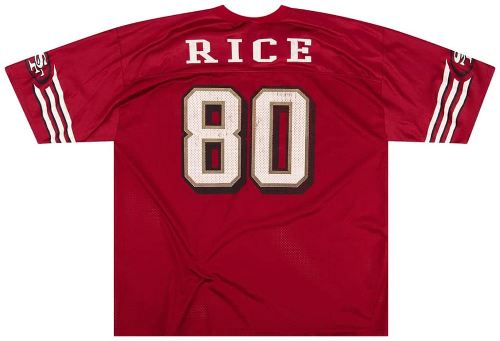 1996-00 San Francisco 49ers Rice #80 Logo Athletic Jersey (Home) XL