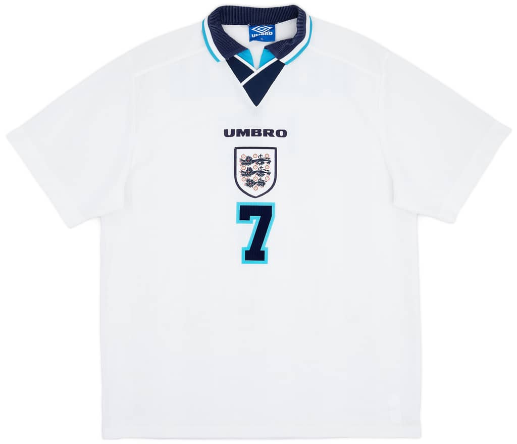 1995-97 England Home Shirt Beckham #7 - 8/10 - (XL)