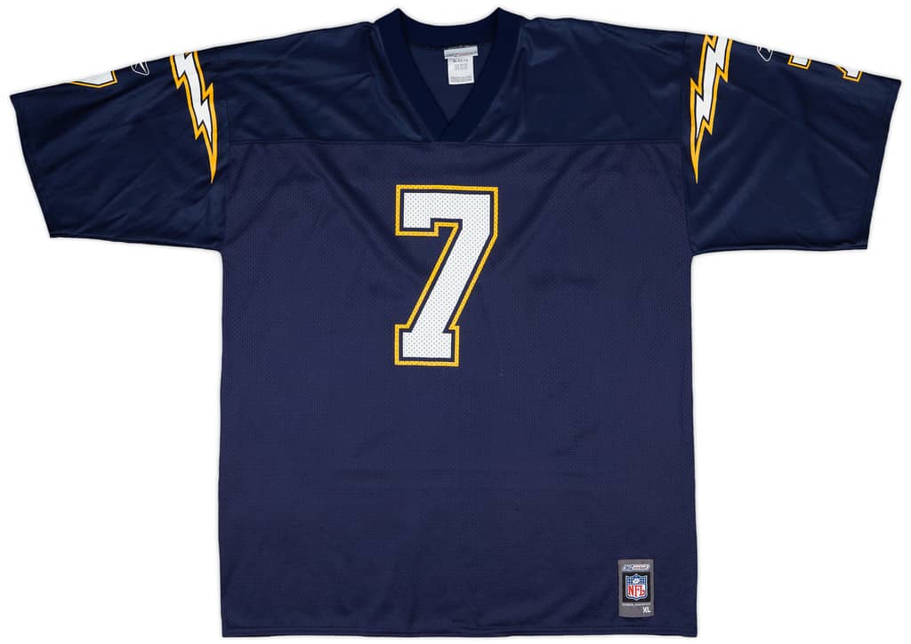 2001 San Diego Chargers Flutie #7 Reebok Home Jersey - 9/10 - (XL)