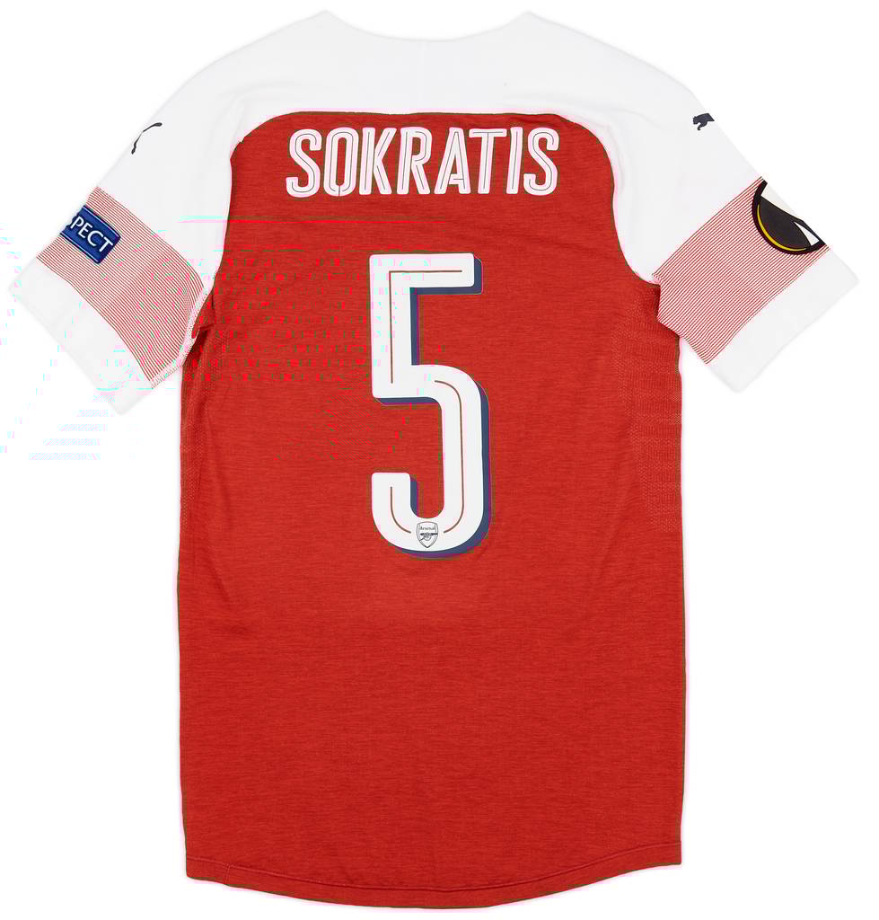 2018-19 Arsenal Match Issue Europa League Home Shirt Sokratis #5