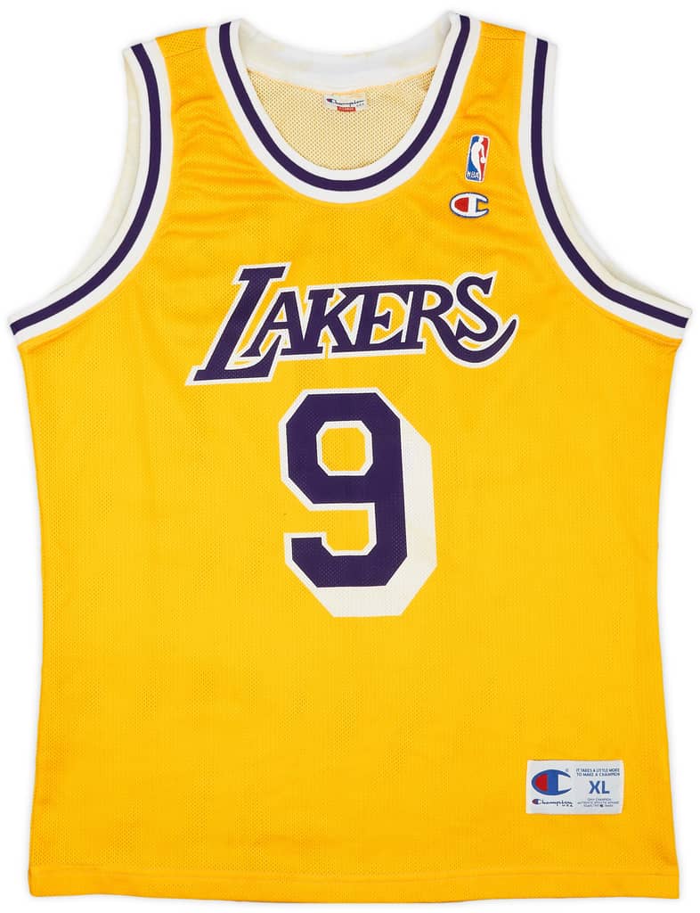 1993-98 LA Lakers Van Exel #9 Champion Home Jersey - 7/10 - (XL)