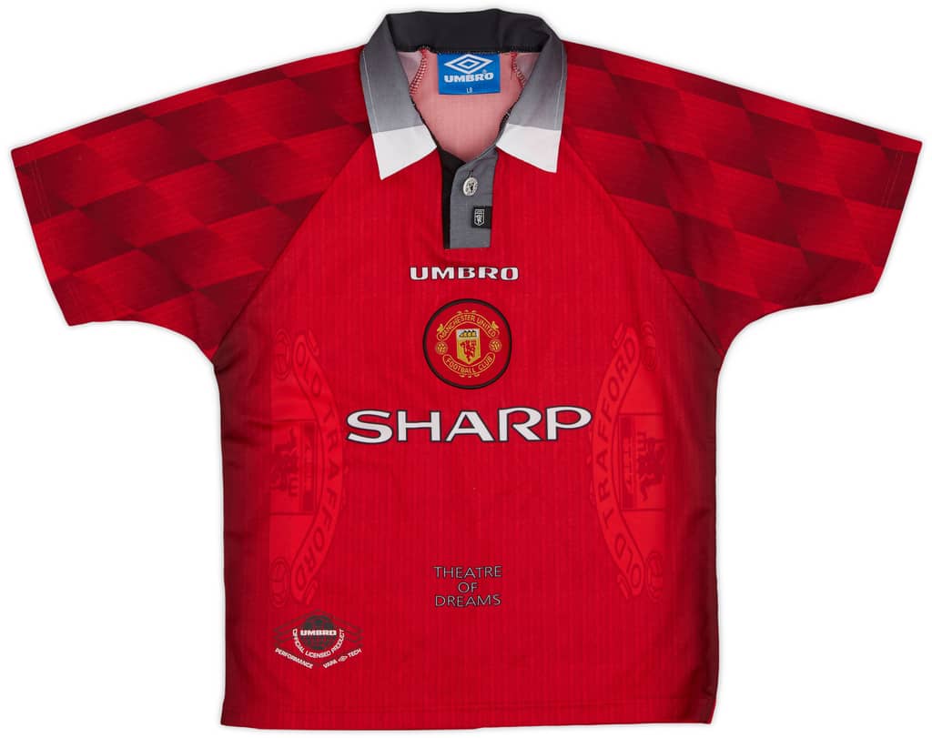 1996-98 Manchester United Home Shirt - 8/10 - (L.Boys)