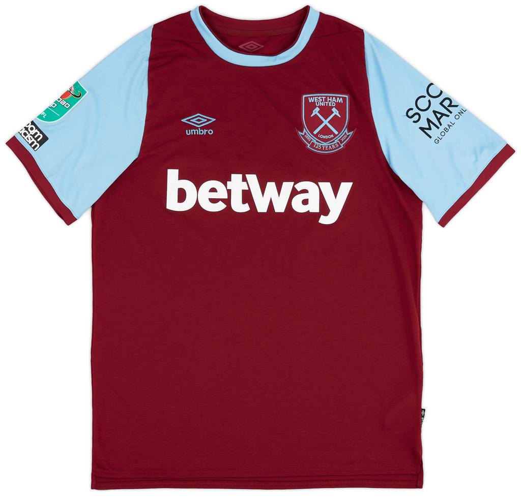 2020-21 West Ham Match Issue Carabao Cup Home Shirt Diop #23